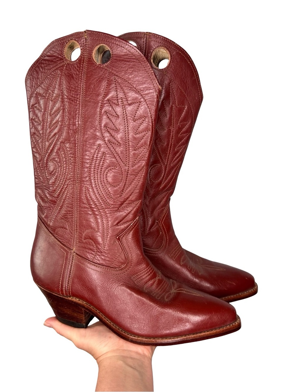 Vintage but MINT Burgundy Leather Cowboy Boots